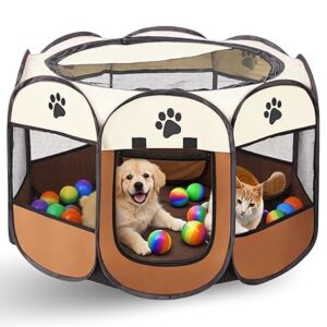 Dogs & Cats, Soft Indoor Outdoor Pet Enclosure Cage with Breathable Mesh,